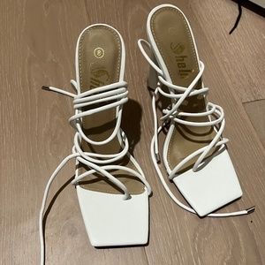White Shein Square Toe Heels